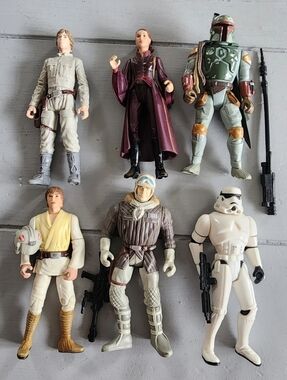 Hasbro Star Wars Lot of 6 3.75" Action Figures Vintage Boba Fett Luke